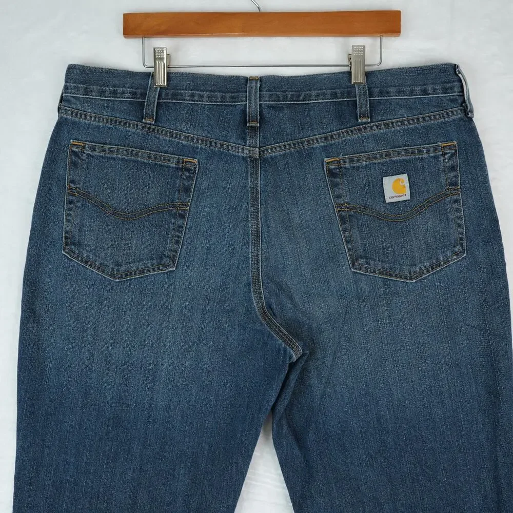 Carhartt Jeans Mens 40x30 Blue Relaxed‎ Fit Straight Leg Denim BD1483-M
